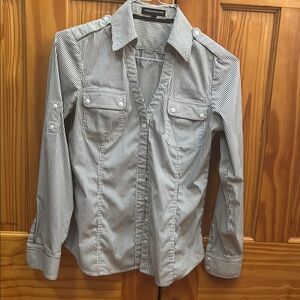 Women’s Express White and Black Dress Button Down Shirt